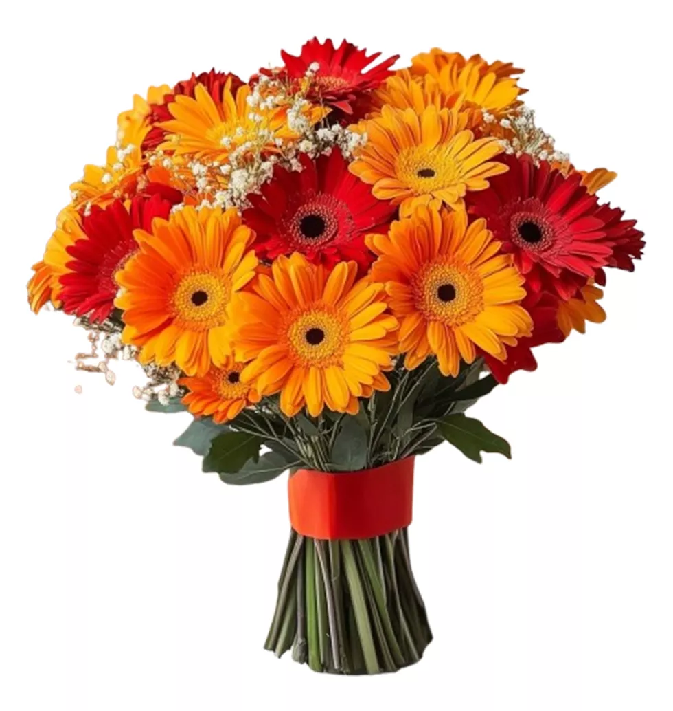 Bright Flame Gerbera Bouquet