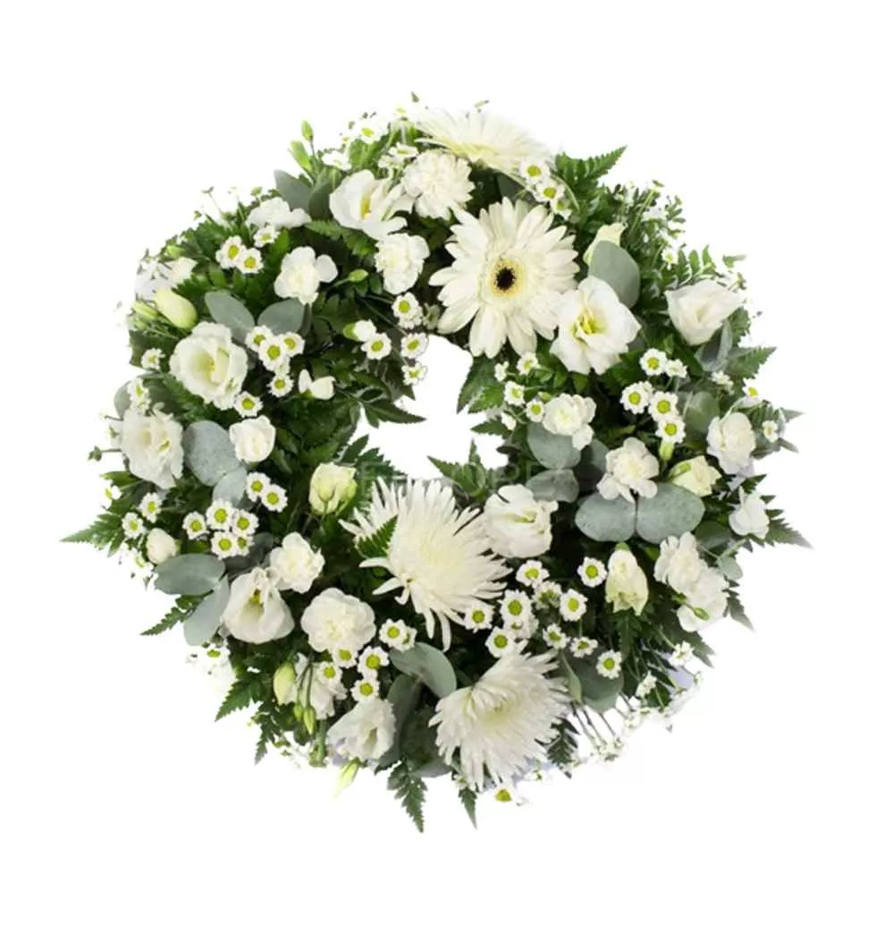 White Flowers Wreath For Condolence