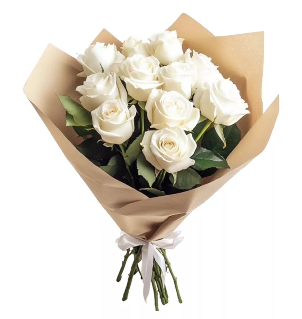 Timeless Purity: 9 White Roses