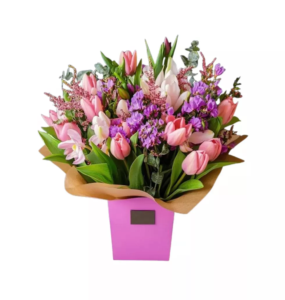 Romantic Fresh Pink Tulip Bouquet