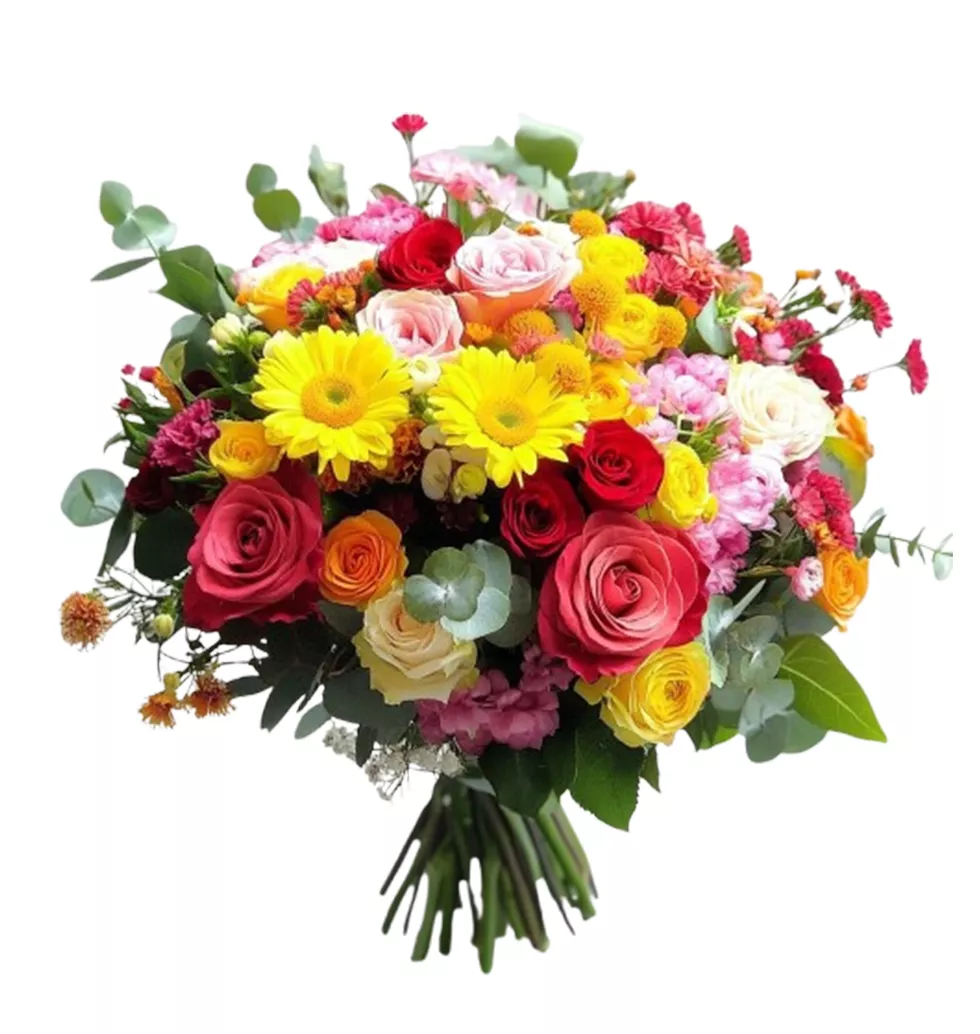 Roses, Gerberas and Seasonal Flower Bouquet